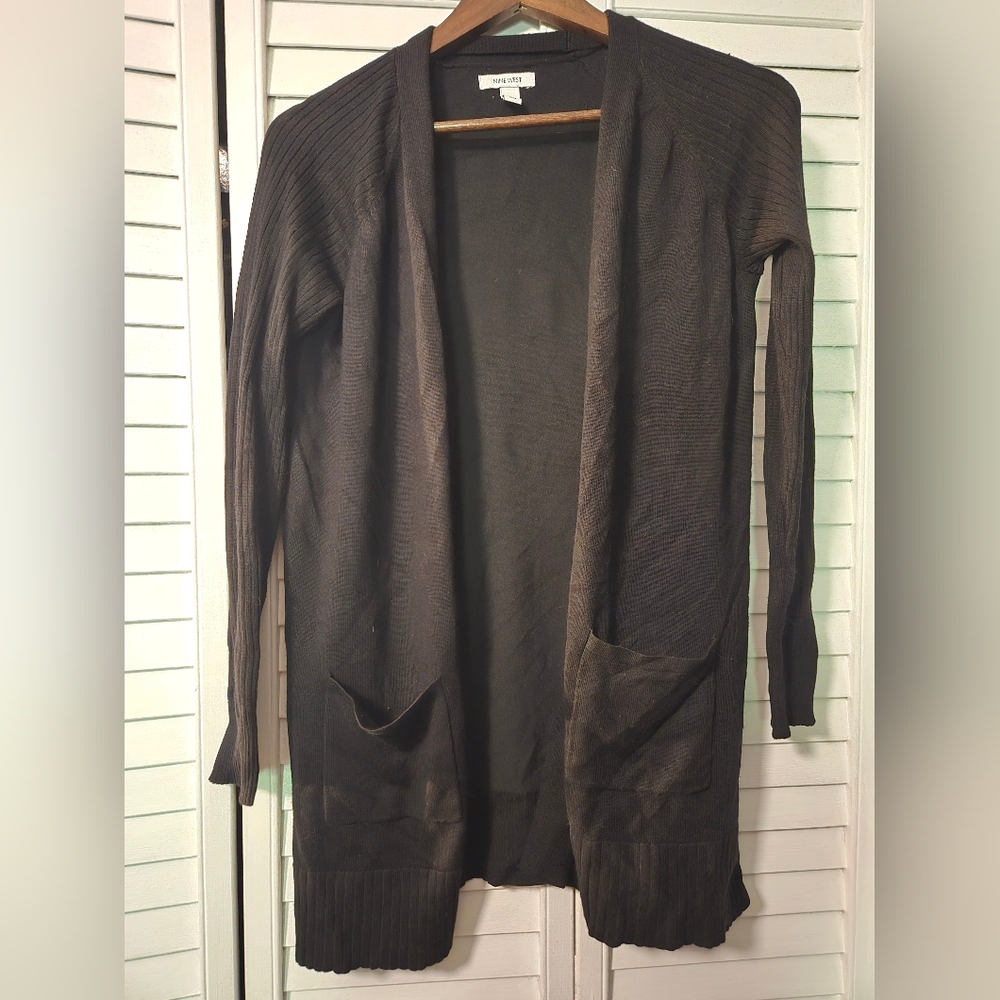 Nine West Black Open Front Cardigan